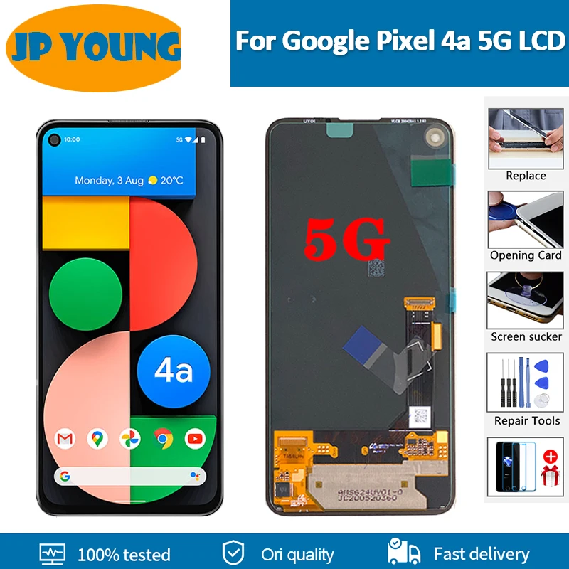 

100% Tested 6.2" AMOLED Display For Google Pixel 4a 5G LCD Touch Screen Digitizer Assembly For Google Pixel 4A 5G GD1YQ G025I