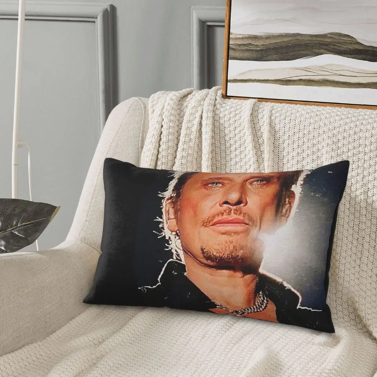 

Rock Johnny Hallyday Rectangle Pillowcase Cushion Cover Decorative Bedroom Bed Home Comfort Throw Pillow