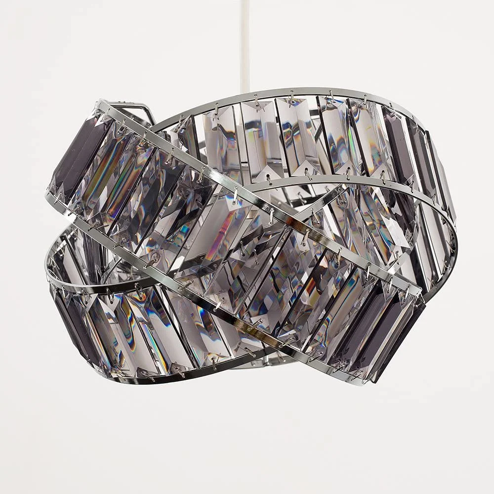 Lilia Acrylic Grey Easy Fit Pendant Light Hanging Chandelier Only Lamp Shade  - Grey Beads