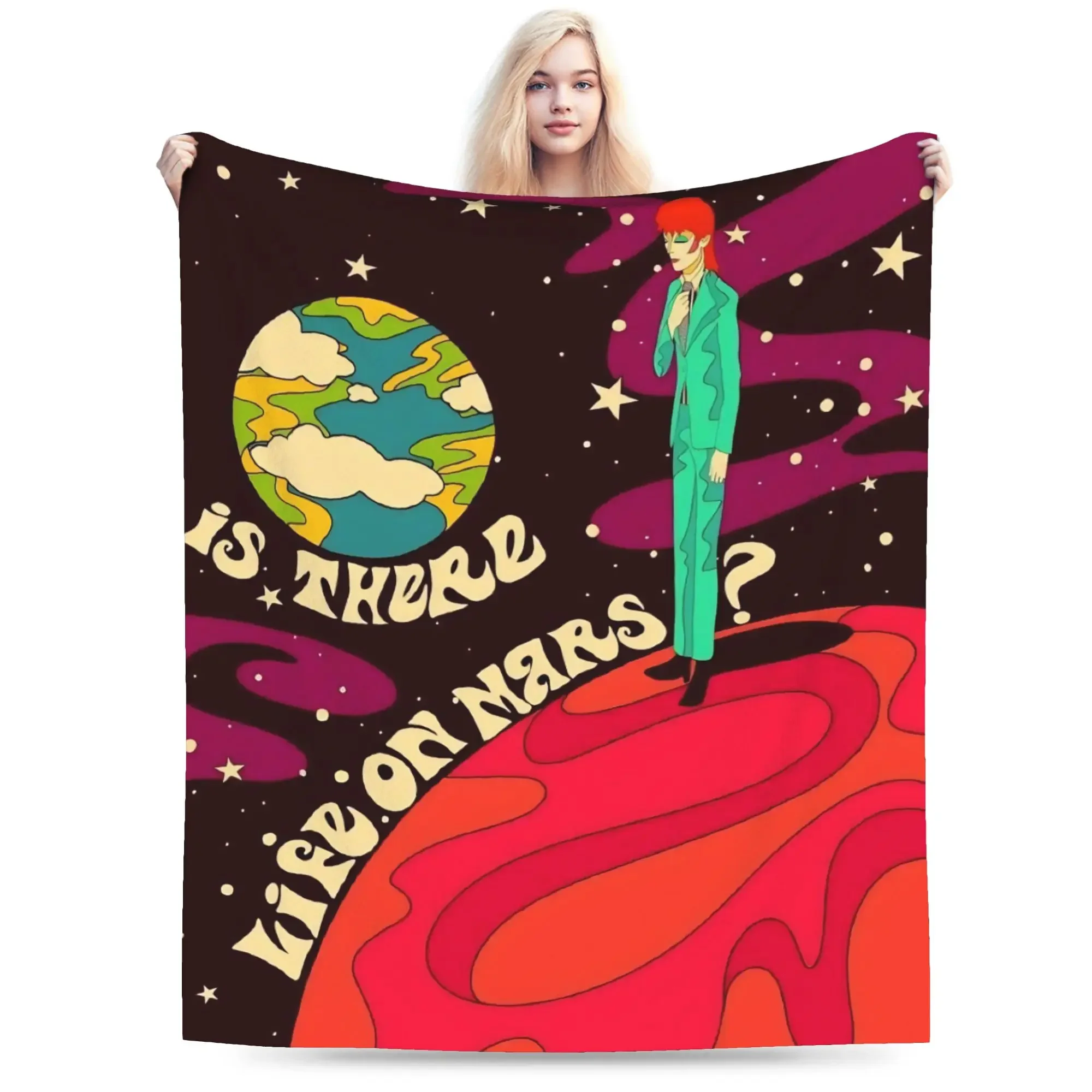 David Bowie Graphic Throw Blanket Warm and Cozy for Winter Perfect for Students Bedrooms