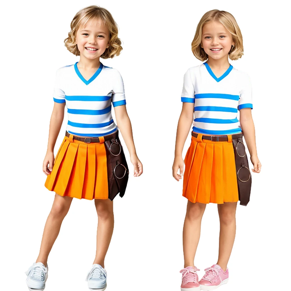 Bambini Anime TV Piece Nami Cosplay Fantasia Costume da pirata travestimento per ragazze donne bambini top gonna Halloween Carnival Suit