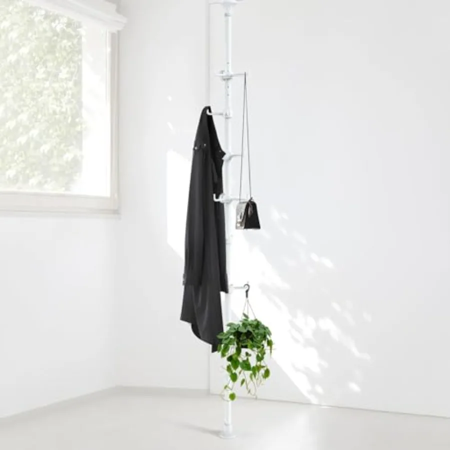 

Coat Rack Freestanding 56 to 125 inch Adjustable Tension Rod Coat Tree with 12 Hooks for Hanging Plant Coat Jacket Hat Scarf Su