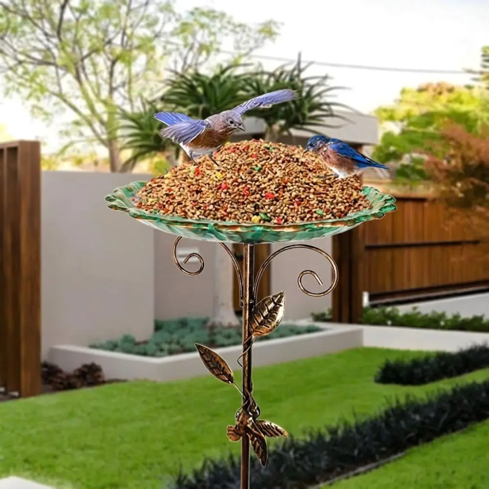 

Vintage Iron Bird Bath Feeder Rust-proof Detachable Bowl Bird Feeding Station 5 Claw Ground Frost-proof Bird Water Drinker
