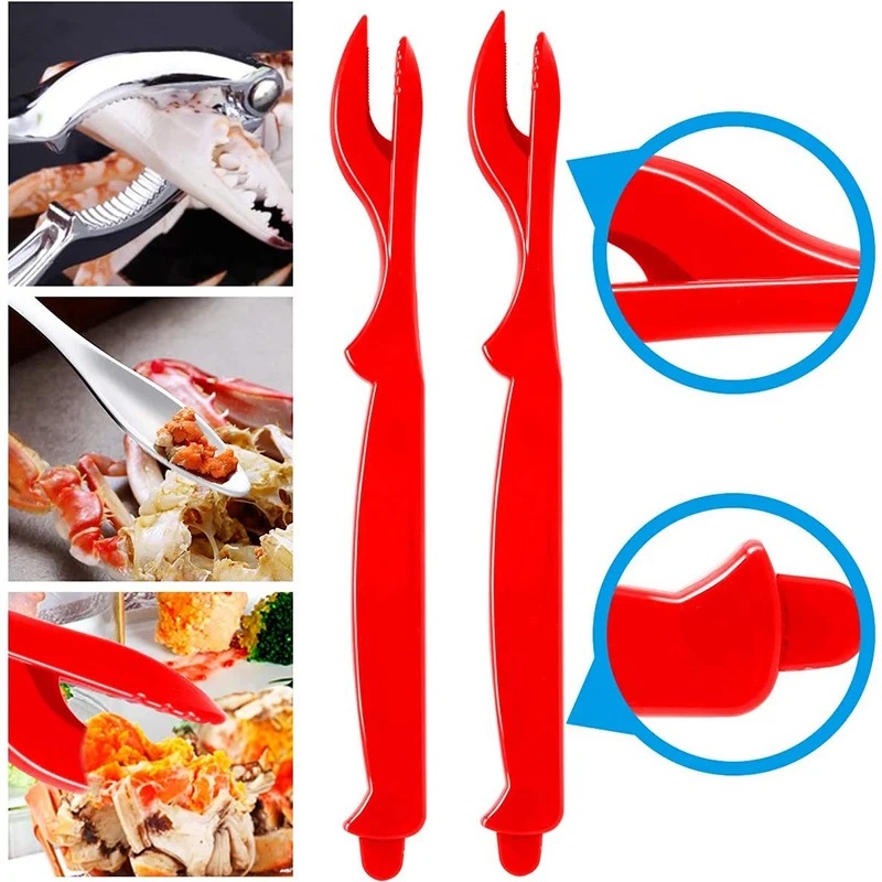 A67K-7 Pcs Seafood Tools Set Includes 2 Crab Crackers, 2 Lobster Shells, 2 Crab Forks/Pickles And 1 Seafood Scissors