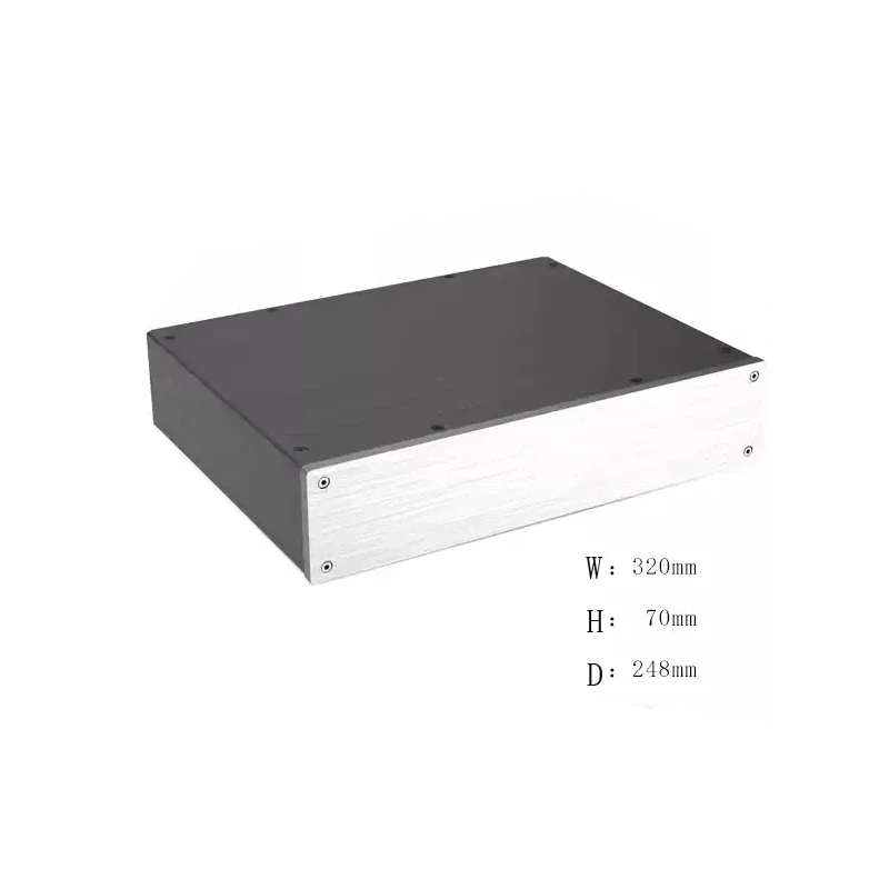 320*70*248mm Silver Blank Panel All Aluminum Amplifier Chassis  Preamplifier chassis DAC Decoder Enclosure Diy Audio case