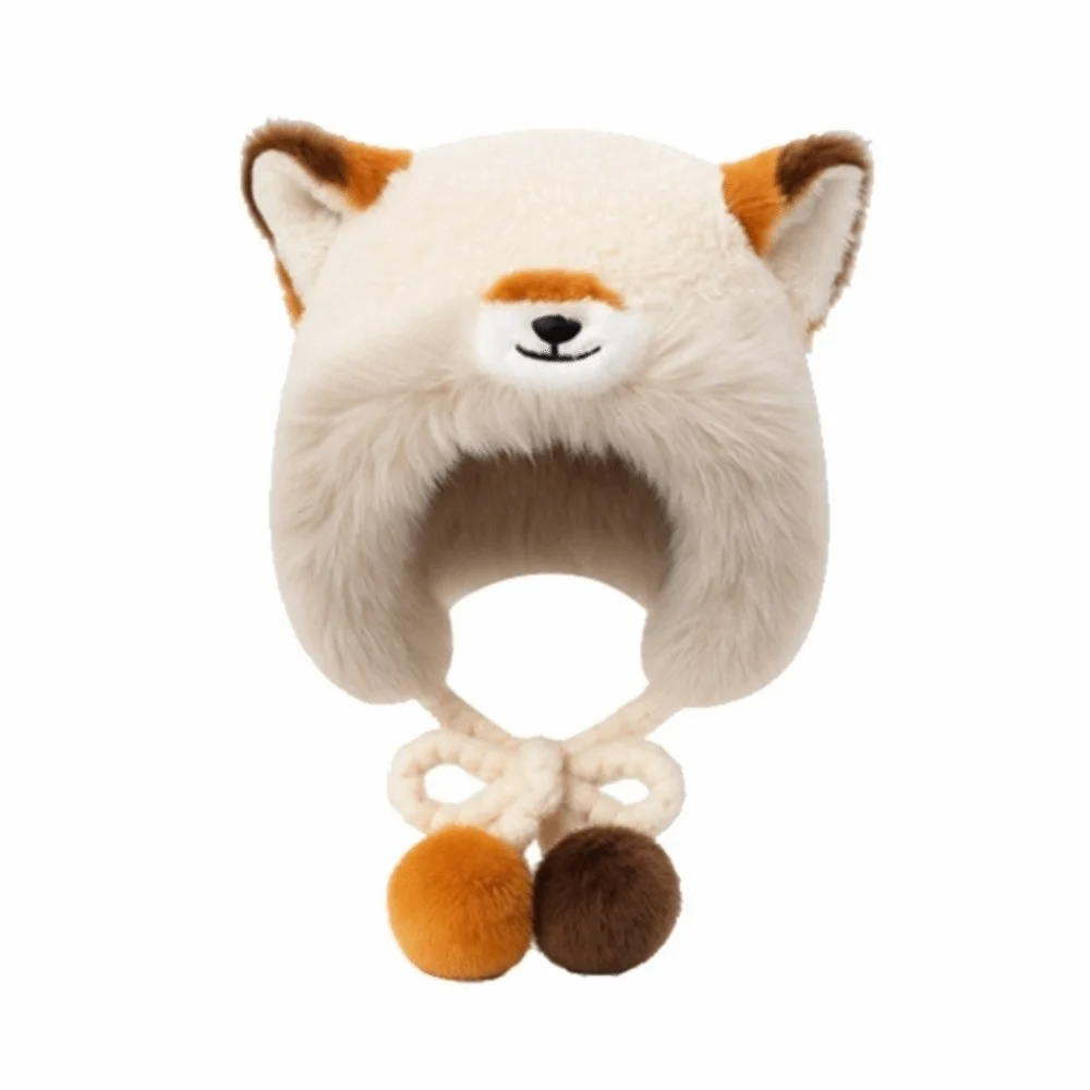 Cute Versatile Fox Ears Trapper Hat Cartoon Design Warm Fox Cosplay Hat Windproof Fluffy Winter Ear Flap Hat Winter Season