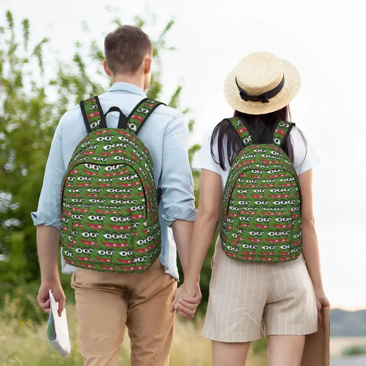 Pepe The Frog-mochila para adolescentes, bolsa de hombro para ordenador portátil, para exteriores, estudiantes, senderismo, viajes, Anime lindo, Apu, Apustaja