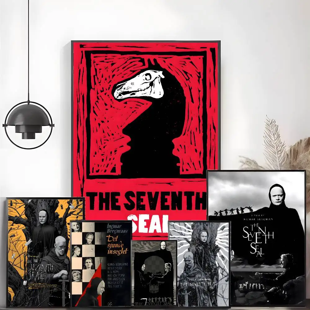فيلم العمل الكلاسيكي T-الختم السابع ملصق فني عالي الوضوح ذاتي اللصق مقاوم للماء ديكور المنزل