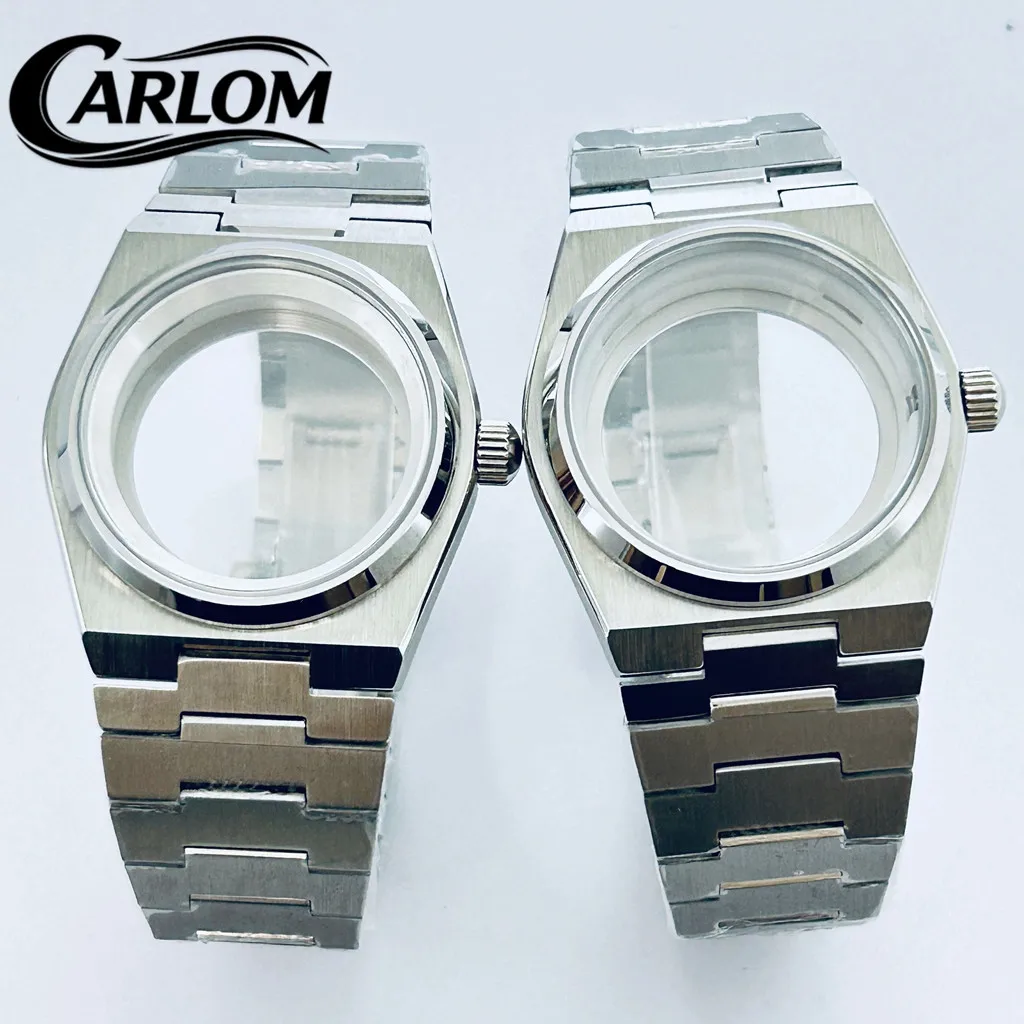 40mm Watch Case Fit NH34 NH35 NH36 NH38 NH39 NH70 NH72 Movement Silver Sapphire Glass Chapter Ring 28.5mm Dial
