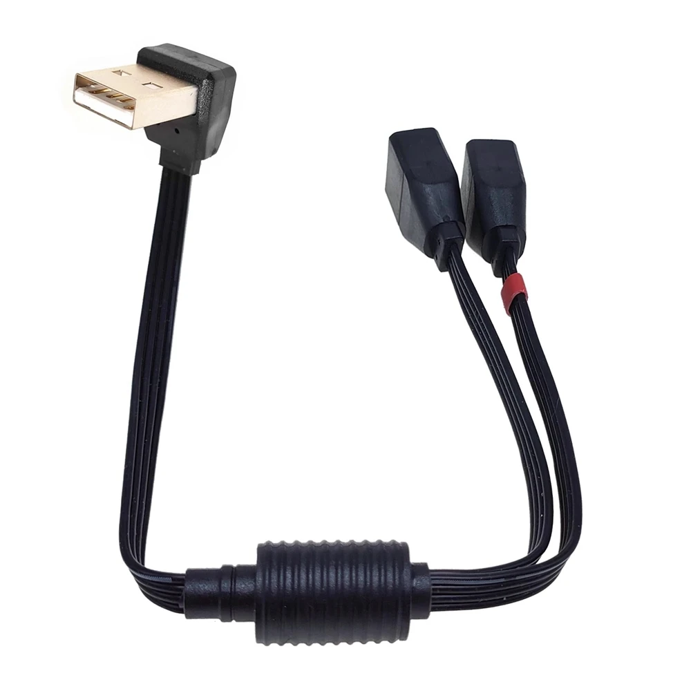 Car computer elbow USB one to two data charging cable 90 degree elbow USB one to two female extension cable