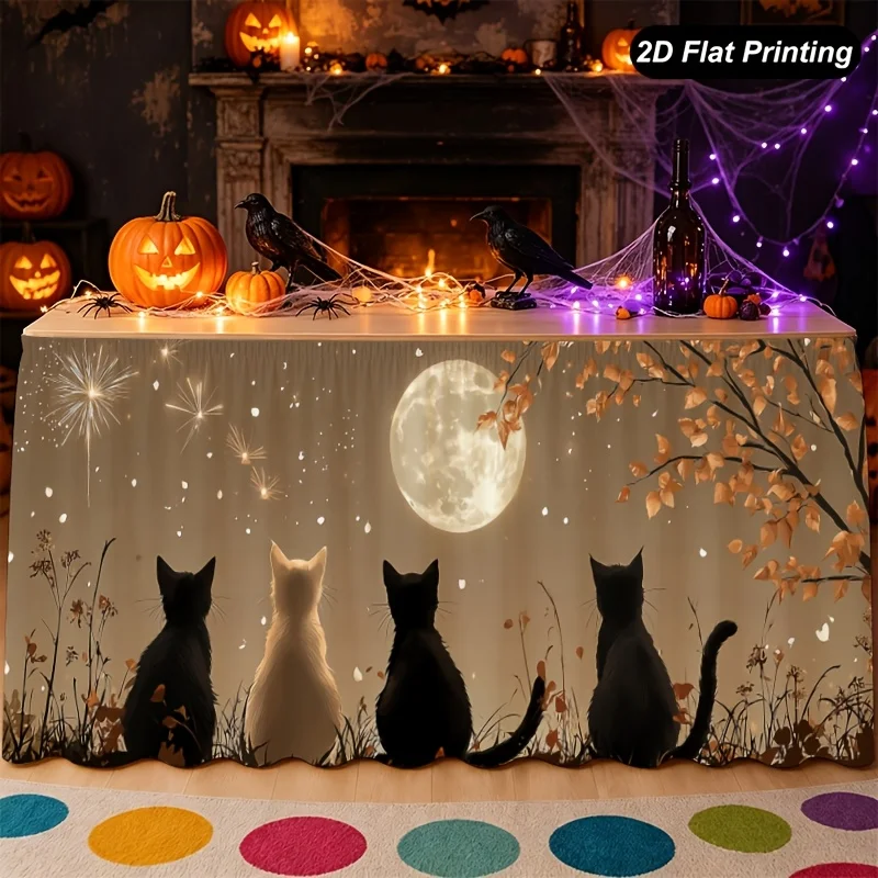 1pc Halloween table skirt, suitable for Halloween season, for decoration of restaurant and kitchen tablexzj