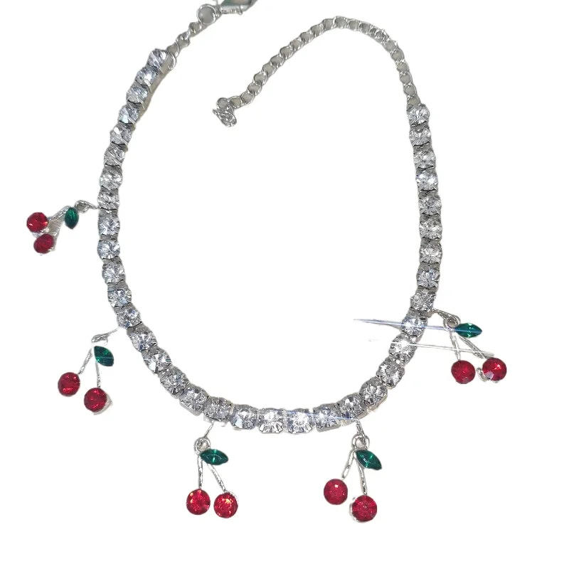 

Fashionable new cherry ankle chain beach casual shiny single row cherry pendant foot accessory