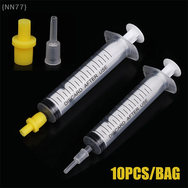10 Pcs Syringe Silicone Air Pump Hollow Joint Connector For CISS Inkjet Cartridge Printer Nozzle Cleaning Tool