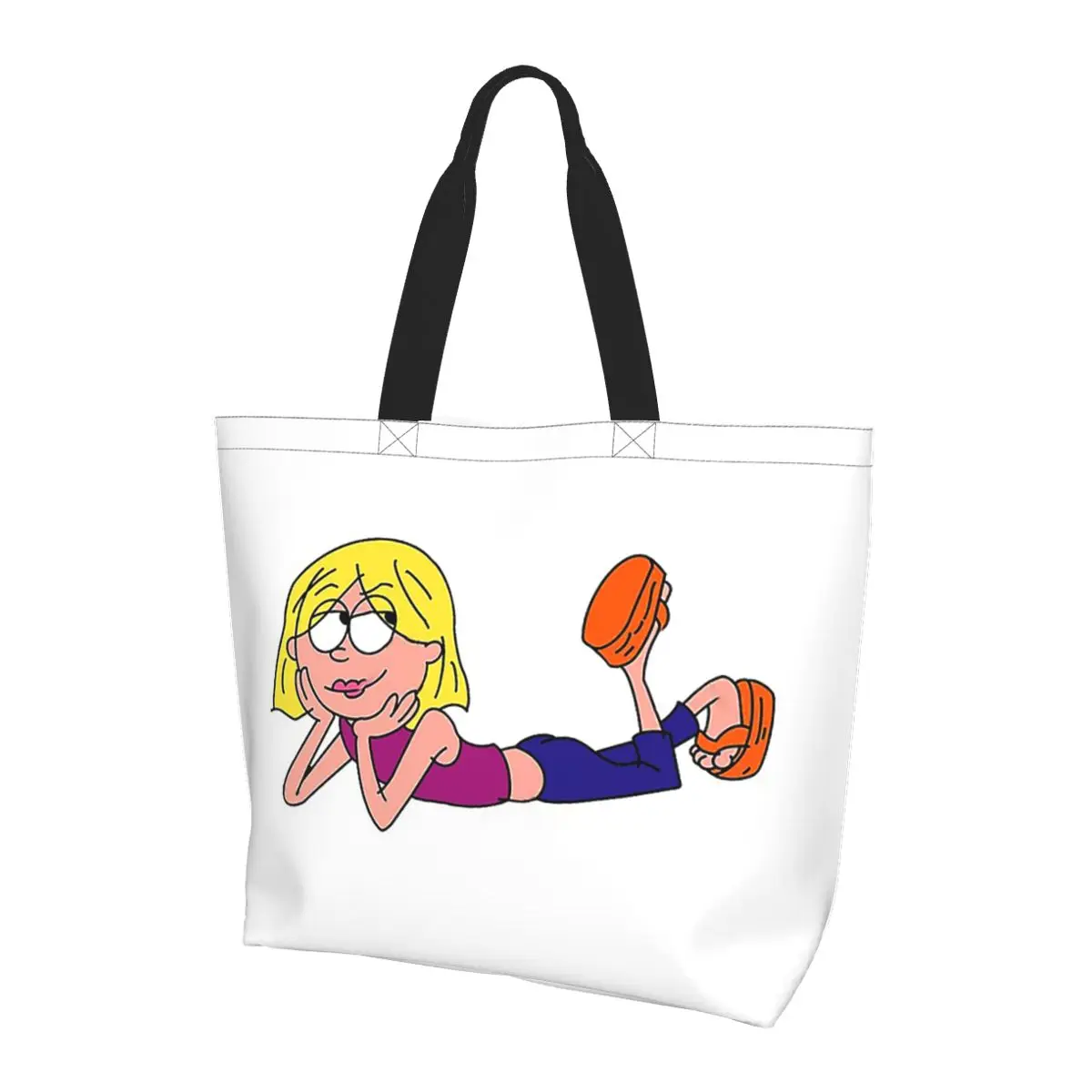 

Lizzie Mcguire мультяшная сумка для покупок, парусиновая сумка на плечо большой вместимости, продуктовая сумка для покупок для женщин