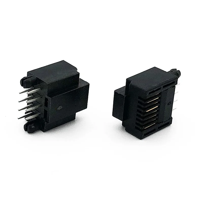 10PCS PCB Modular Plug 8P8C Black RJ45 Connector Short Body DIP Plug-in Male 8pin Buckle