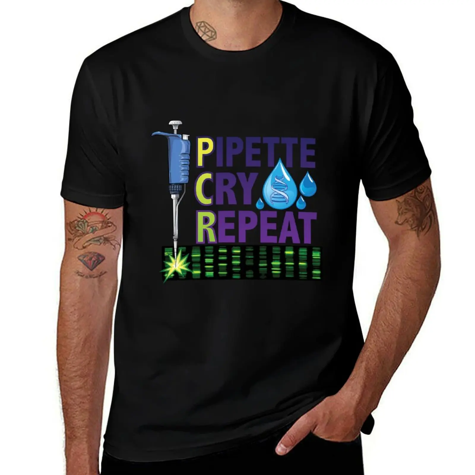 نموذج جديد 2025 تصميم Pite Cry Repeat PCR لعلماء مختبر التكنولوجيا الحيوية DNA الإصدار 2 تي شيرت رجل جرافي تي شيرت تي شيرت