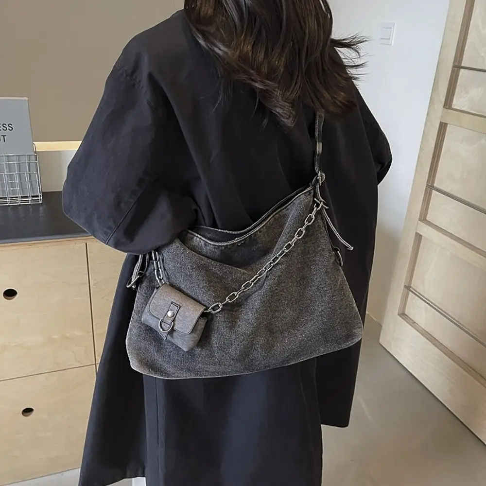 

Джинсовая большая сумка в стиле ретро, большая вместительная портативная сумка, органайзер для путешествий, сумка на плечо для ежедневного использования