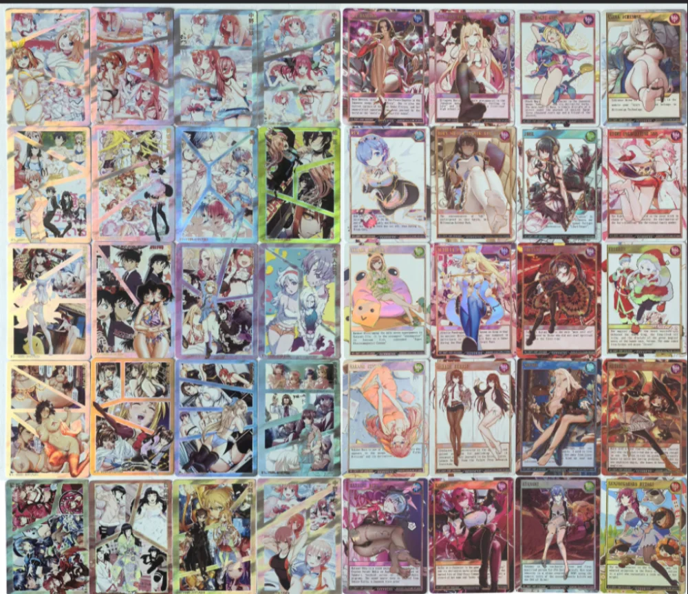 40Pcs/set Naruto Goddess Story Edogawa Rem DIY Comic Series Hot Stamping Relief Color Flashing Collection Anime Collection Card