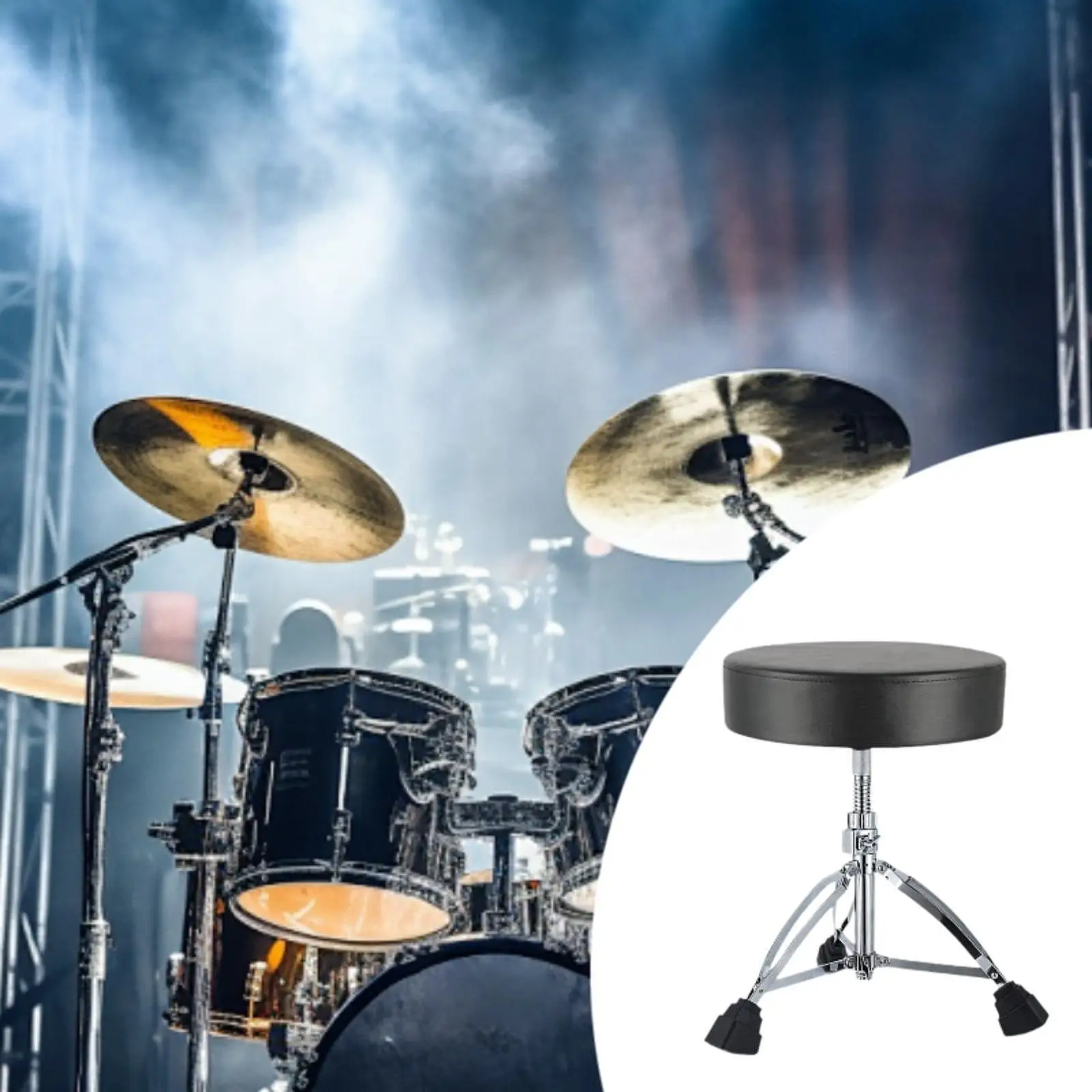 

Drum Throne Drum Stool High Density Sponge Drummers Gifts Comfortable Strong Load Bearing Height Adjustable with Tripod Base