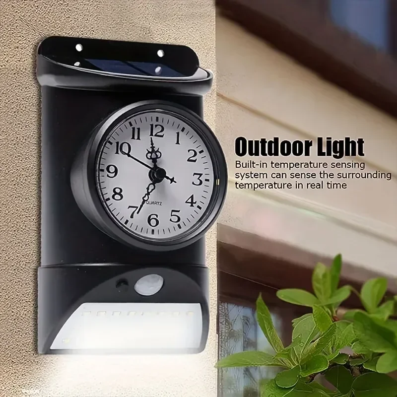 

Новый 1 шт. 2-в-1 солнечный настенный светильник и часы, 28 светодиодов водонепроницаемый светильник управления человеком, с часами, наружный настенный монтаж