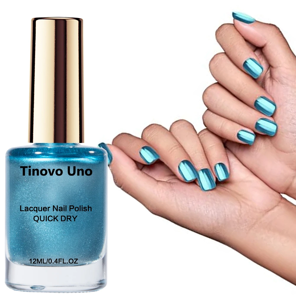 Tinovo Uno METALLIC Blue ยาทาเล็บปกติเล็บ Lacquer Mirror Shine FINISH BASE Coat TOP น้ํามันเล็บอุปกรณ์