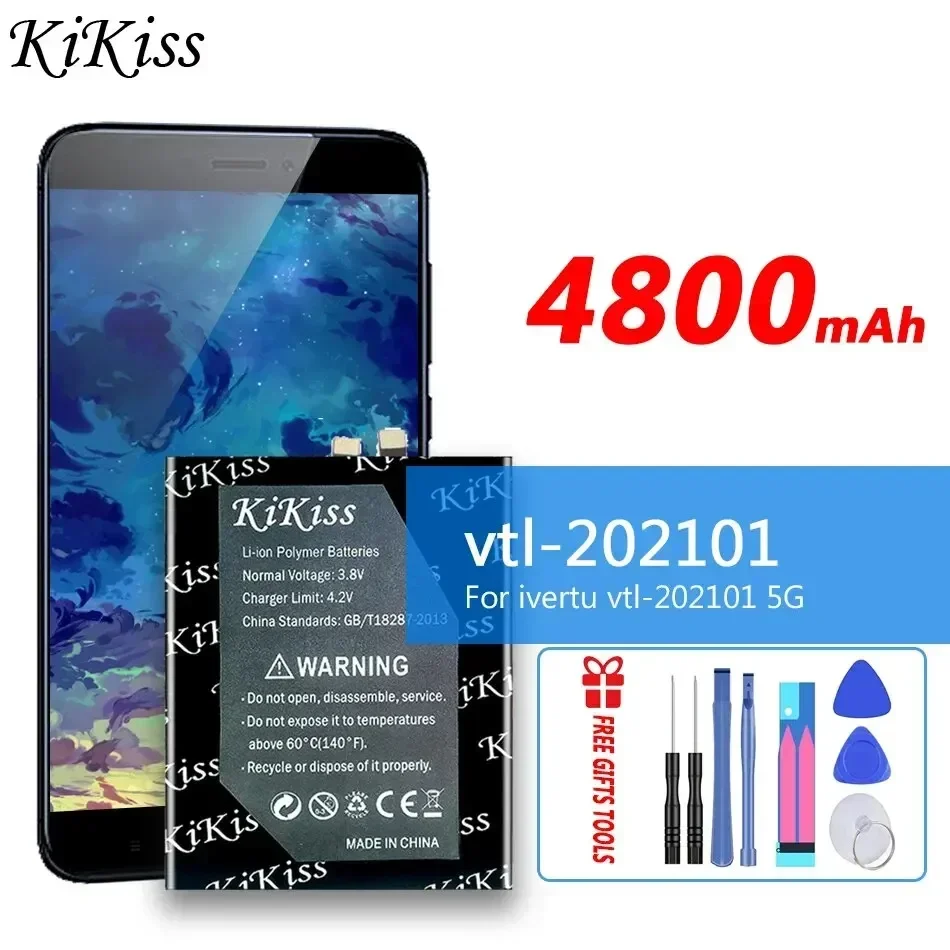 

KiKiss Battery vtl202101 4800mAh For ivertu vtl-202101 5G Replacement Bateria