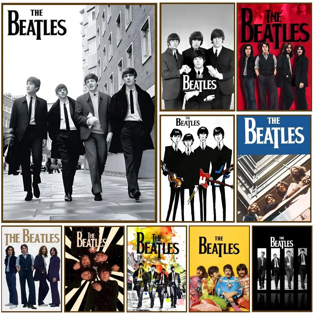 The Beatles Band Music bedroom Poster Self-adhesive Advanced Aesthetic Printing Paper Wall Art for Living Room Home Decor