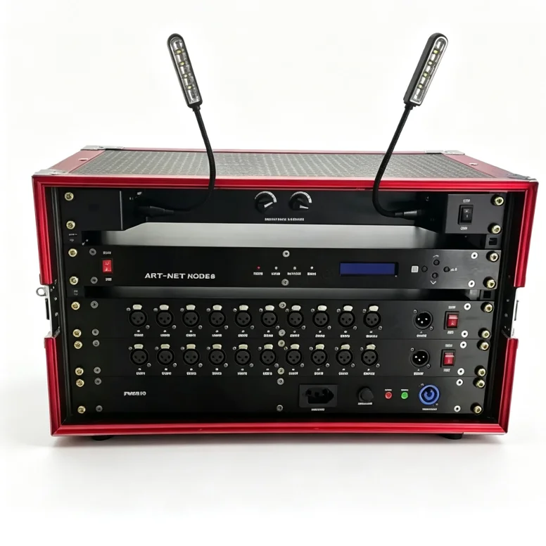 1U 19 Inch Rack Mount LED Gooseneck Light, 360° Adjustable Rack Lamp for Audio Amplifier, Stage Equipment Cabinet
