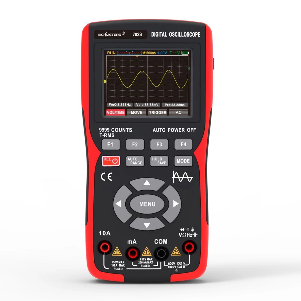 RICHMERERS ZT702S Digital Oscilloscope Multimeter 48MS/s 10MHz Wave Form Data Storage 9999 Counts True RMS Tranistor Multimetro