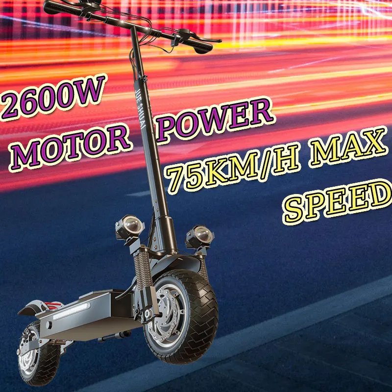 Electric Scooter 75KM/H Top Speed E Scooter 2600W Dual Motor Trotinette Electrique Adulte Double Shock Absorbers