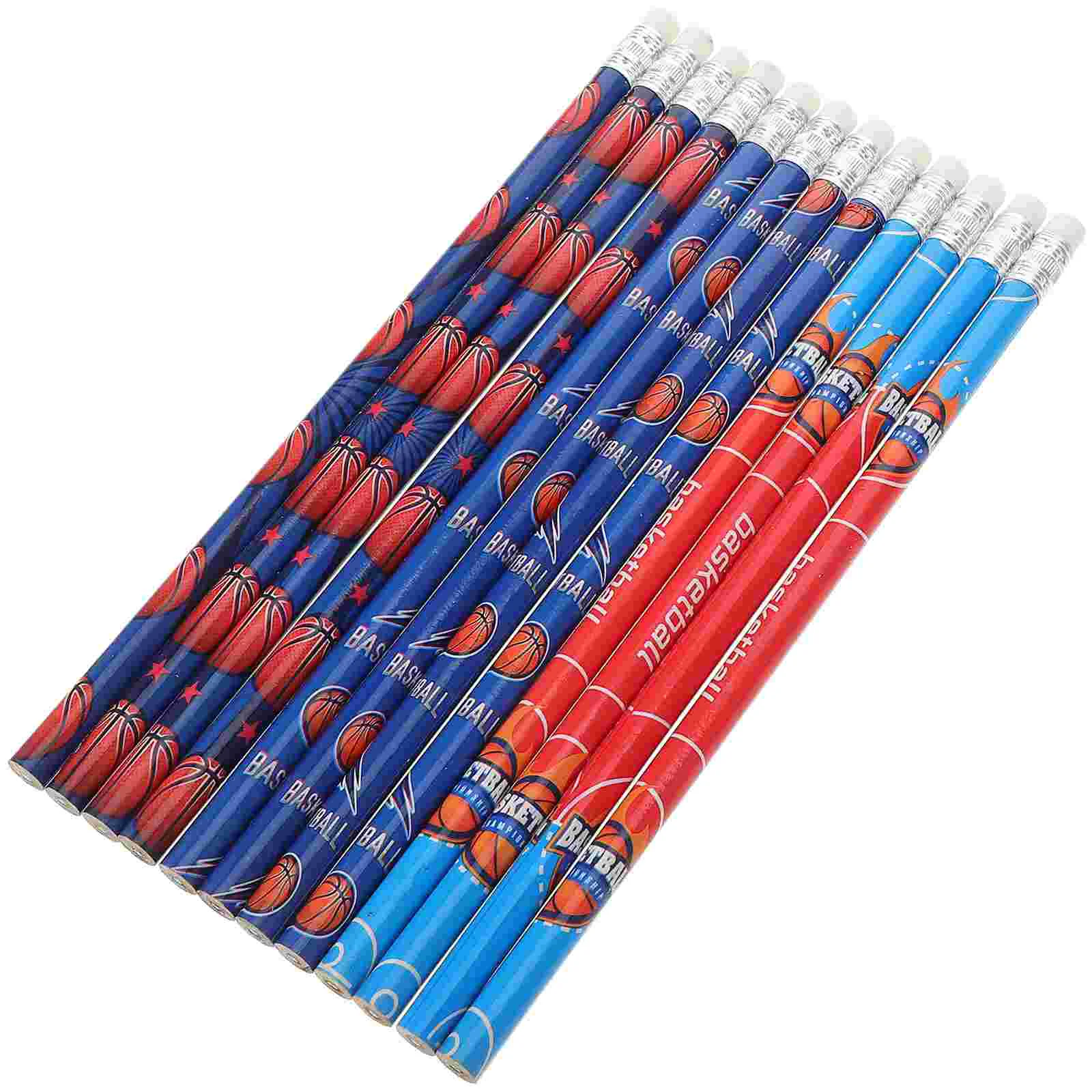 

12 Pcs Drawing Pencil Wood Pencils with Erasers Basketball Student Use Handwriting