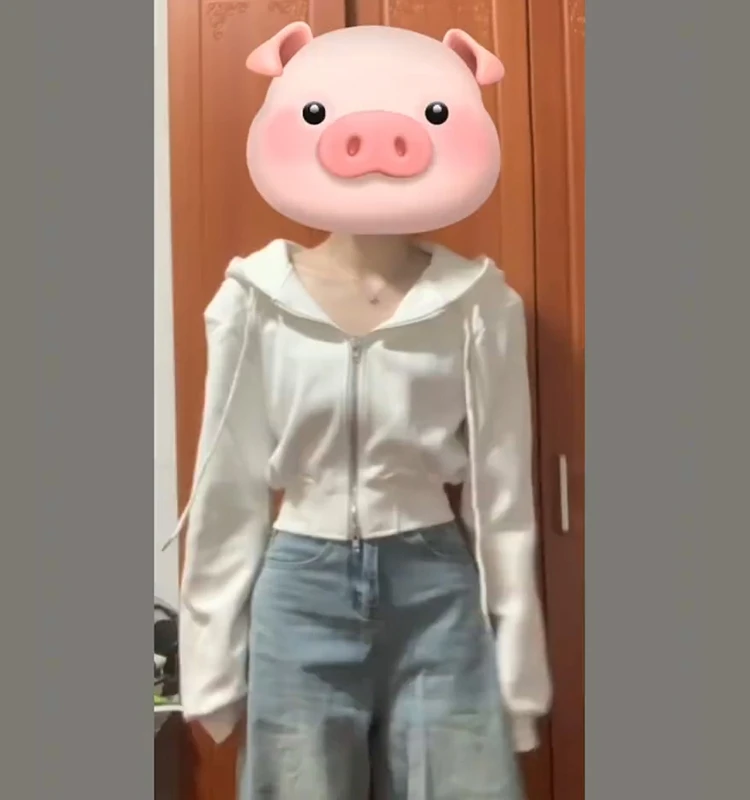 

Осень 2023, новая однотонная толстовка на молнии, женская милая крутая дизайнерская толстовка с застежкой на талии, модная корейская толстовка с длинным светом