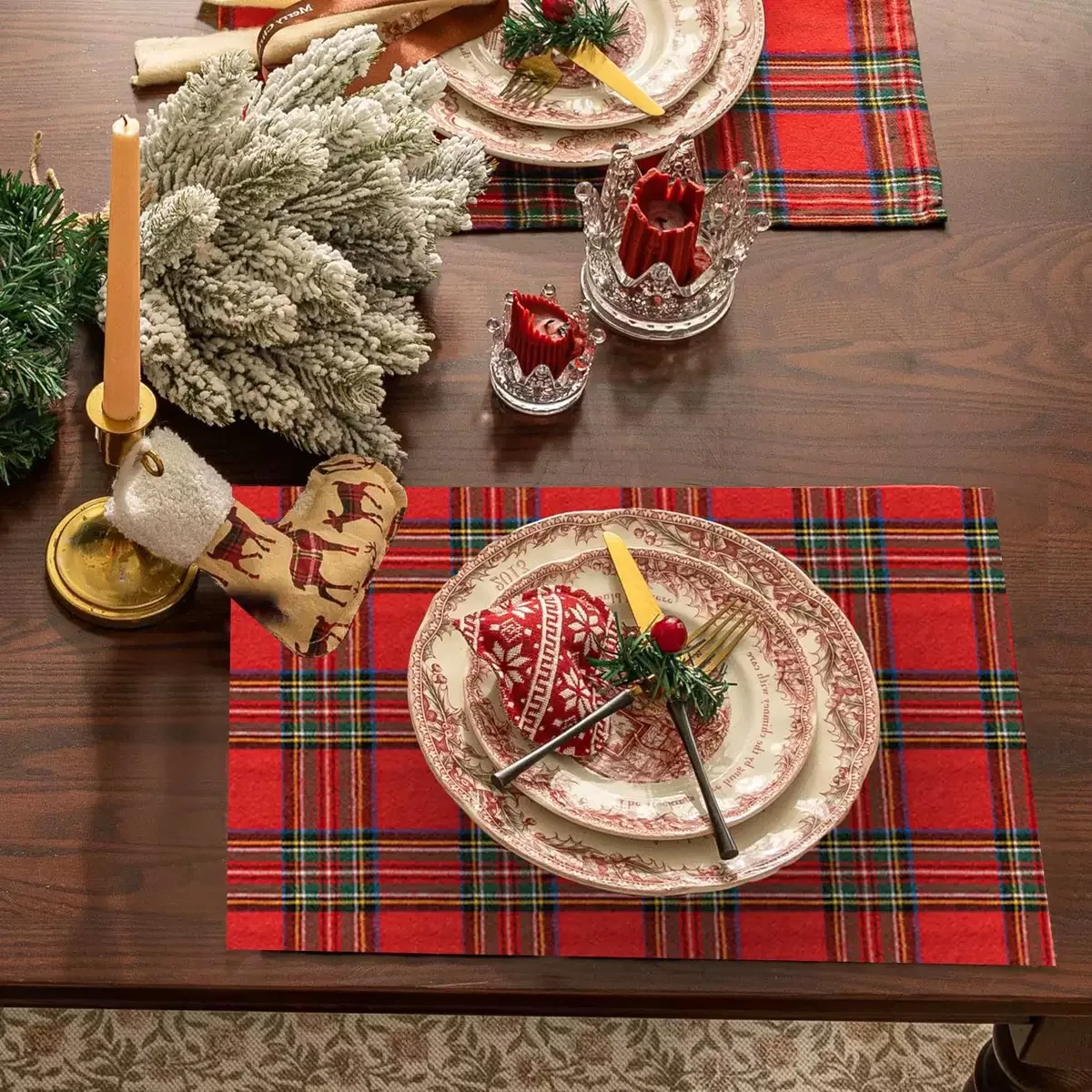 

30x45cm Christmas Red Plaid Napkins Retro Checkered Napkins for Holiday Dinner Party Dining Festive Decor Dropshipping