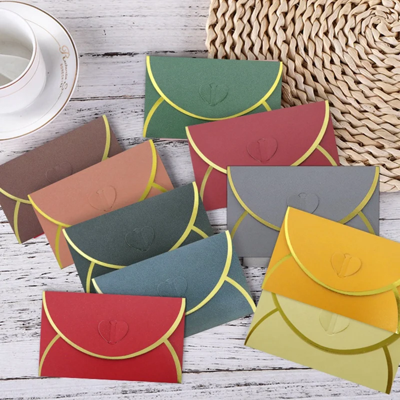 50 Stuks Gift Card Enveloppen Met Liefde Gesp Enveloppen Met Gouden Rand, Envelop Voor Notitie Kaarten, Bruiloft
