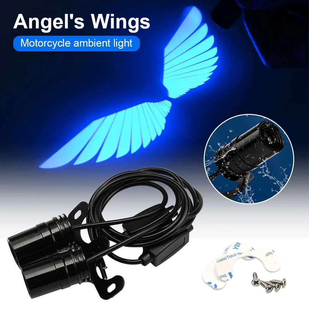 

2 Angel Wings Motorcycle Projection Lights, Universal Motorcycle Body Waterproof Ghost Lights, Halley Su-Zuki Compatible