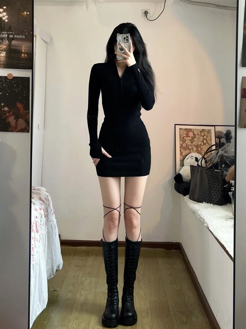 Saia Feminina de Tricô Envolvente, Longa, de Cintura Alta, Camada Base, Modeladora, Elástica, Sexy, com Efeito de Cobertura para o Bumbum