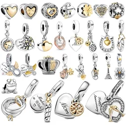 925 argento cuore dorato compleanno candela anello di fidanzamento ciondolo perline fai da te Fit originale Pandora Charms braccialetto regalo di gioielleria raffinata