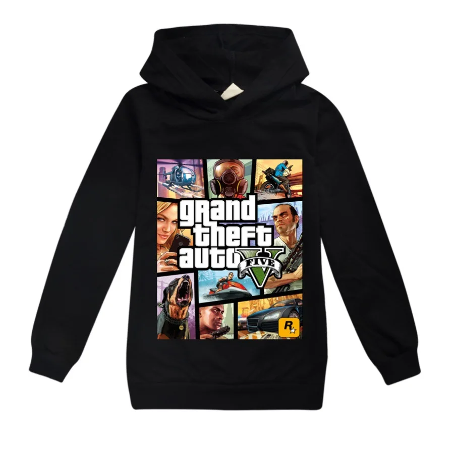 2-16Y New Fashion Grand Theft Auto T Shirt Gta 5 Game Girls Hoodies Children Hoodie Kids Sweatshirts Unisex Boys Jumper Coat