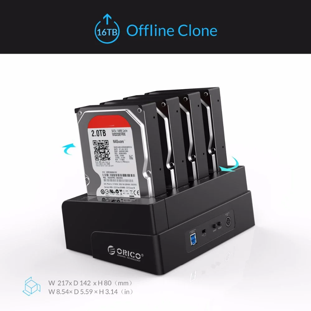 ORICO 2/4 Bay Hard Drive Docking Station SATA to USB 3.0 HDD Docking Station with Offline Clone for 2.5/3.5 inch HDD Case for pc