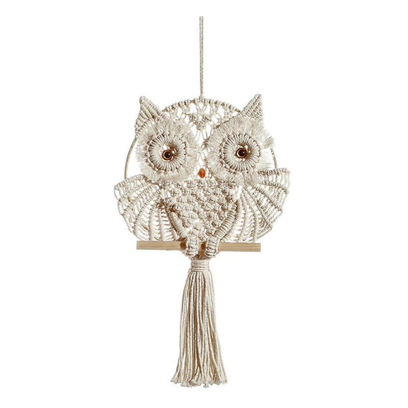 

HOT SALE Owl Aesthetic Room Decor Tumblr Accessories Macrame Hanging Tapestry Handwoven Scandinavian Style Bohemian Ornaments