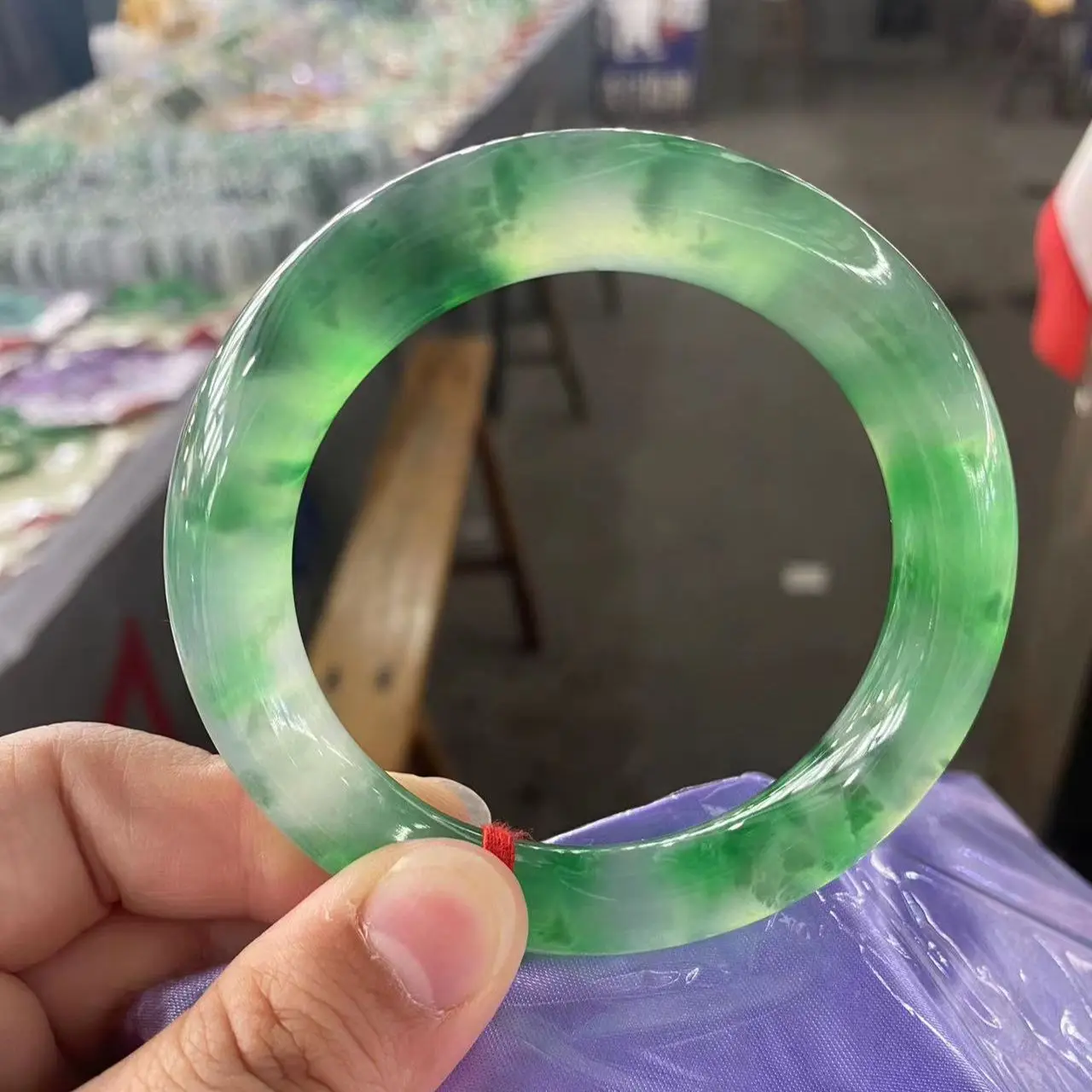 

Rare Ice Floating Flower Jadeite Bangle Advanced A Goods Pure Natural Jade Bracelet Handring Ladys Women perfect Fine Jewelry