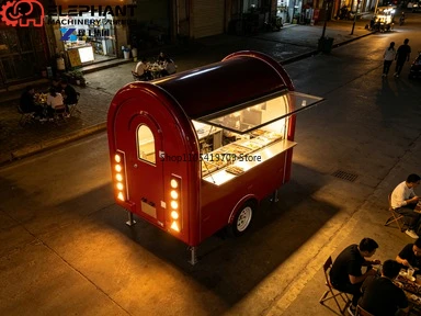 Integrated Curved Round Food Trailer Portable Mobile Catering Truck with Workbench