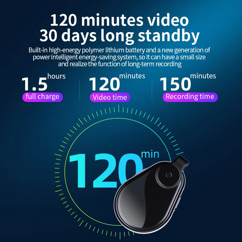 1080P Mini Body Worn Camera, One Key Record Portable Wearable Cam with Audio, Auto Save for Law Enforcement, Meeting, Travel view 3