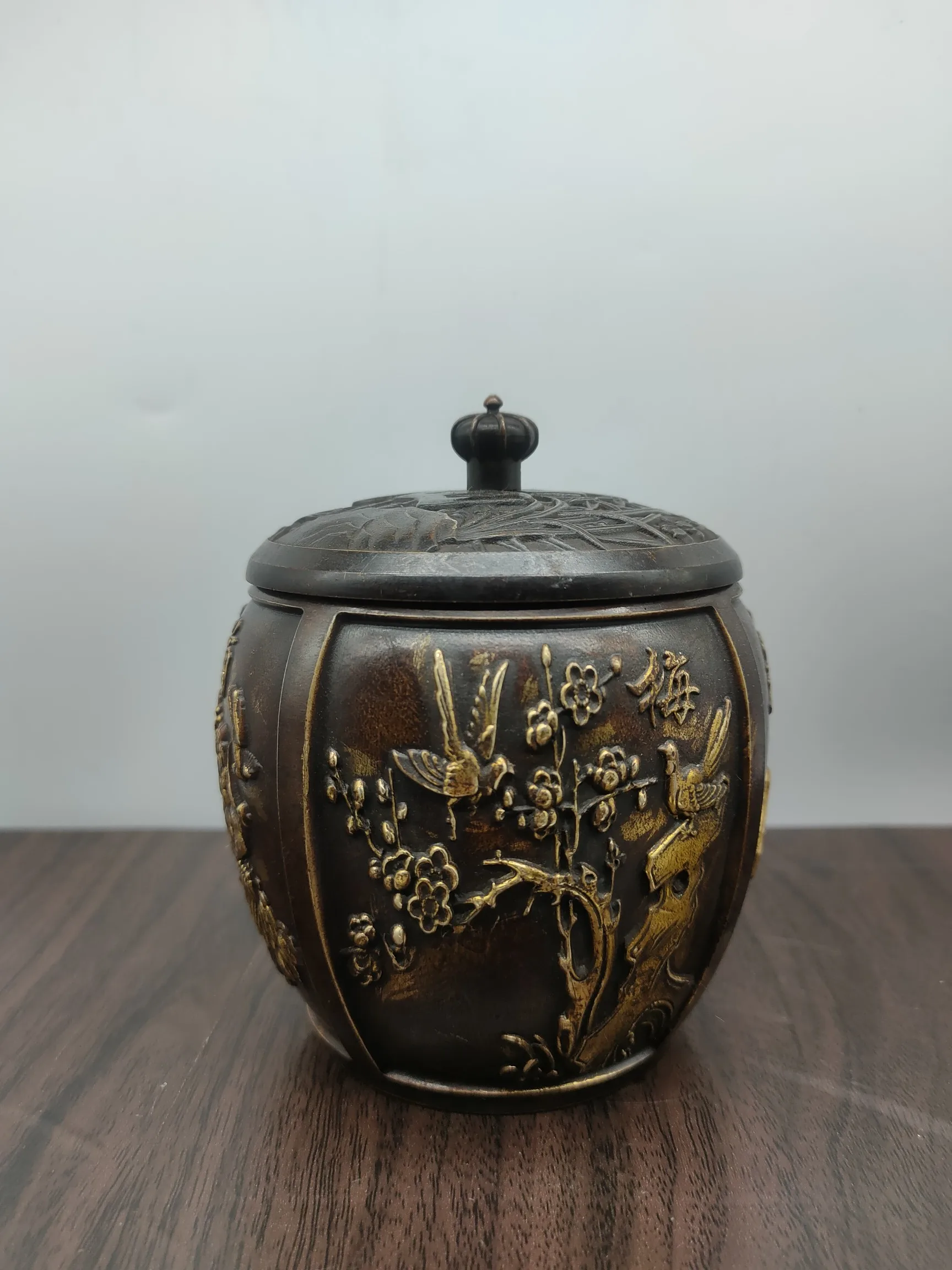 

China brass Gilding pot Decoration Plum orchid bamboo chrysanthemum teapots copper pot decoration antique collection Tea pot