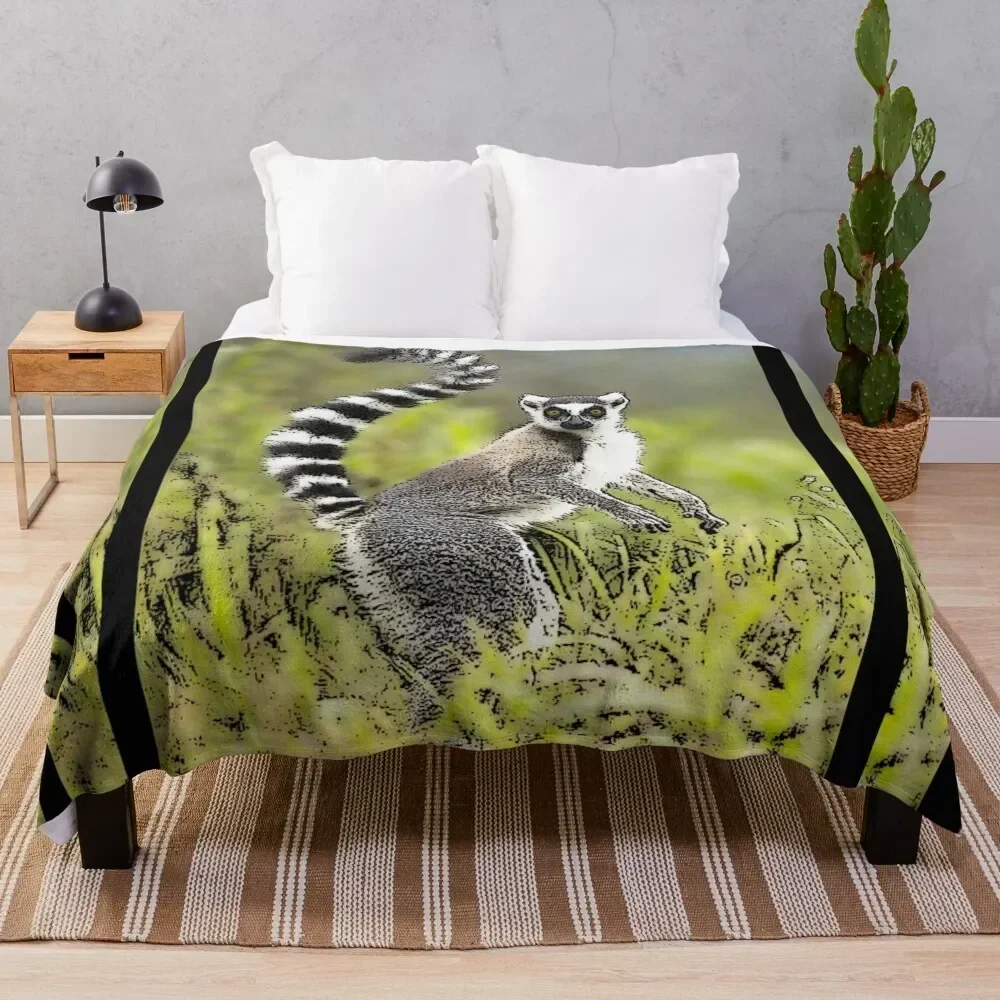 Ring Tailed Lemur Throw Blanket Retros Personalized Gift Single Extra Large Throw Blankets