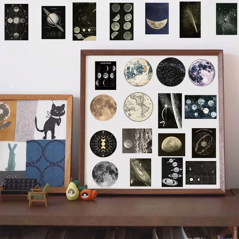 50 قطعة ملصقات الجسم السماوية الرجعية حقيبة الجمالية سكرابوكينغ الأمتعة الحنين خمر الشارات مقاوم للماء حقيبة ملصق #2