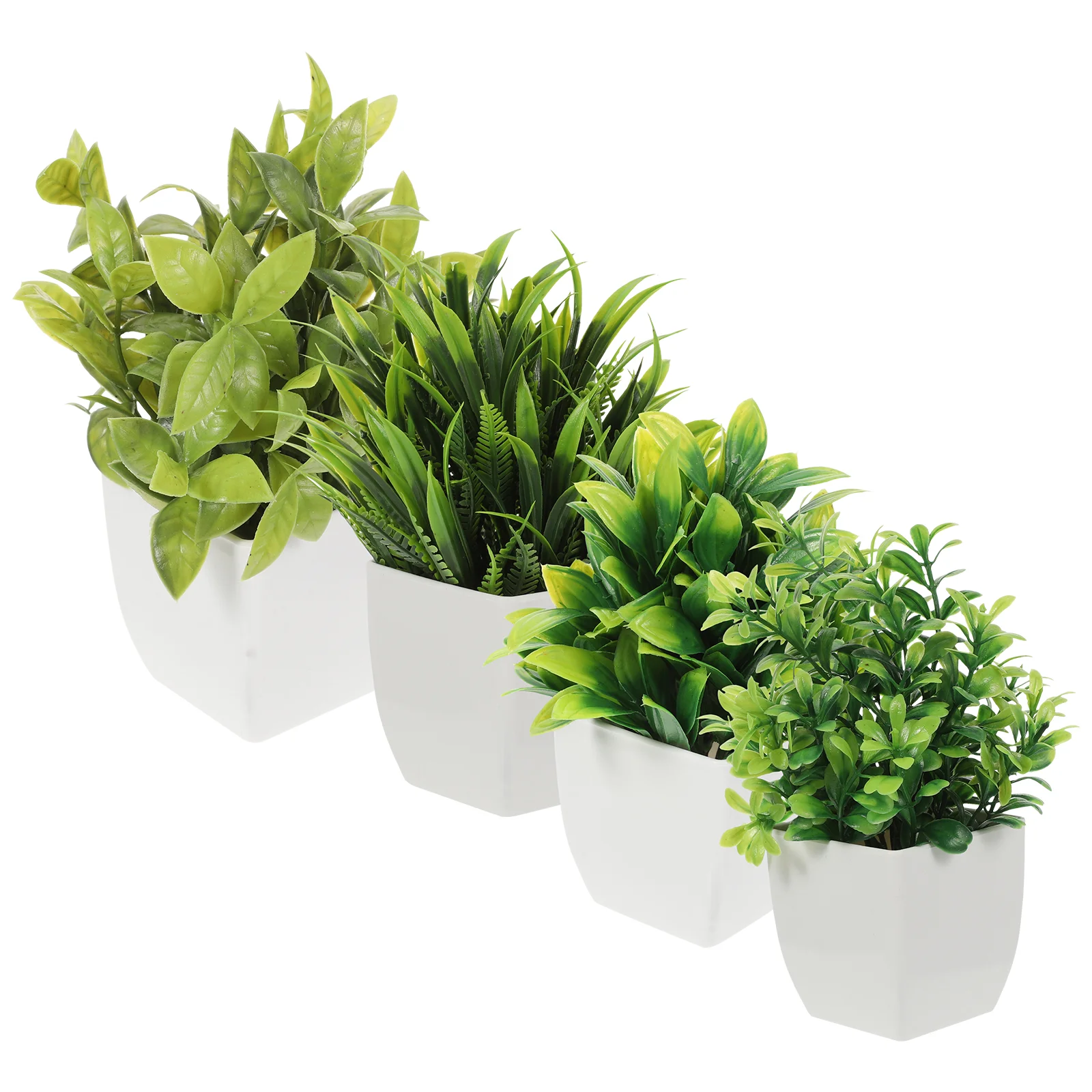 4 Pcs Artificial Potted Faux Green Indoor Decor Fake Small Office Desk Adornments Easy Maintenance Spring Lily Over