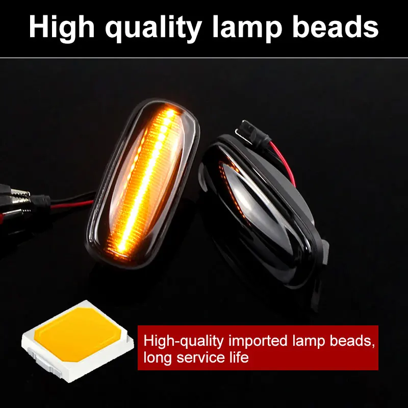 2pcs LED Turn Signal Dynamic Sweep Side Marker Lamp Repeater Indicator Light for Discovery 2 99-04 Freelander Defender XGB000030