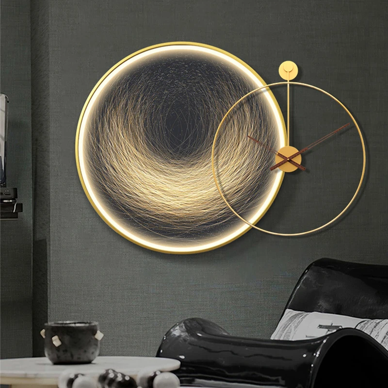 Nordic LED Wall Clock Wall Decoration Restaurant Modern Round Painting Hanging Dining Room Interior Wall Light Luxury Wall Lamp