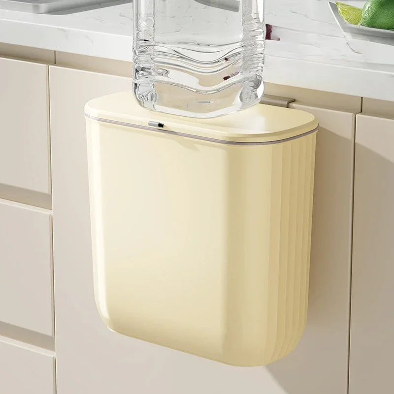 1PC 9L Wall Mounted Hanging Bathroom Kitchen Trash Bin With Lid Waterproof Narrow Seam Rubbish Can Toilet Waste Garbage